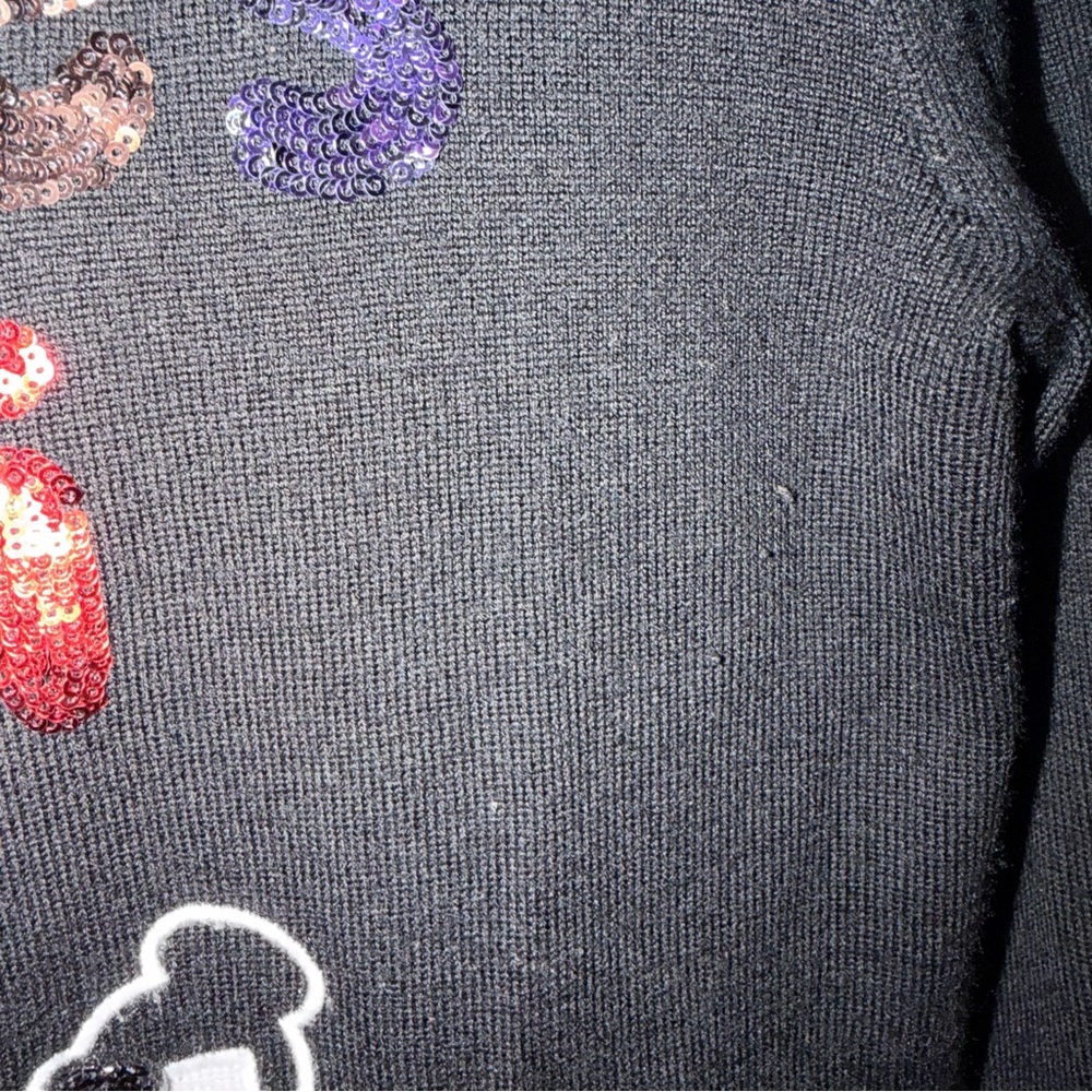 Alice and Olivia Connie Embellished Black Sweater Sequin Apres Ski Small - Picture 8 of 8